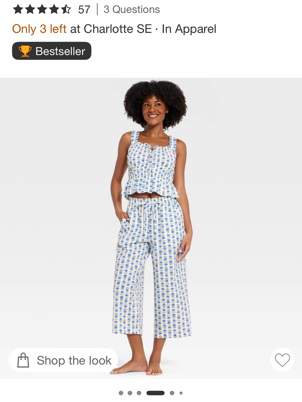 Auden Blue Floral Ankle Pajama Set